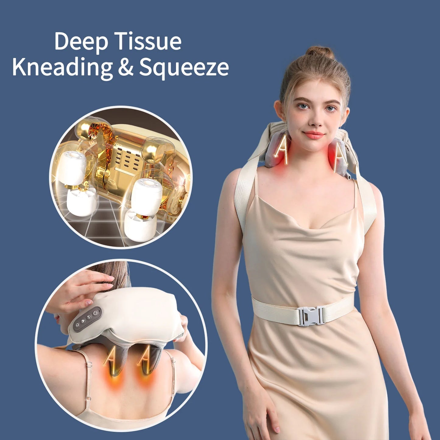 Shiatsu Back Shoulder and Neck Massager with Heat , Electric Deep Tissue 6D Kneading Massage, Cordless Shiatsu Neck Massage
